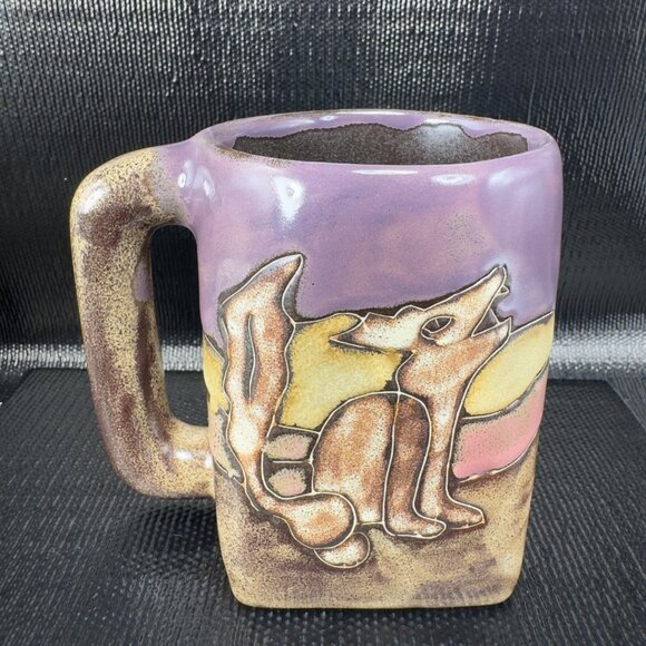 Mara Pottery Stoneware Mug Cup Coyote Desert Cactus Hand Made Mexican Pottery - Picture 5 of 9